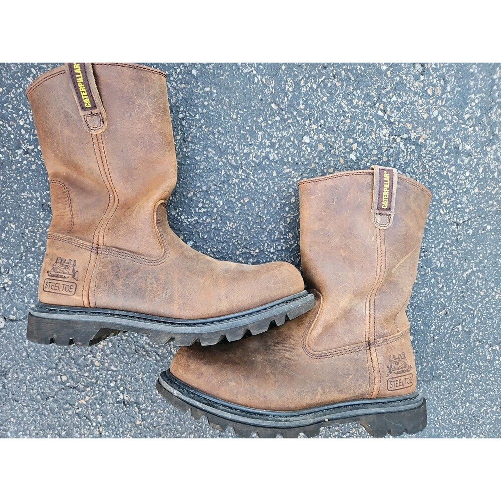 Caterpillar Cat P89516 Revolver ST Steel-Toe Work Boots Brown Leather Sz 7